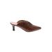 Club Monaco Mule/Clog: Slip On Kitten Heel Casual Brown Print Shoes - Women's Size 37 - Pointed Toe