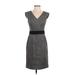 Banana Republic Casual Dress - Sheath V Neck Sleeveless: Gray Color Block Dresses - Women's Size 00 Petite