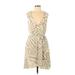 Love Stitch Casual Dress - Wrap V-Neck Sleeveless: Tan Dresses - Women's Size Medium