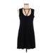 Michael Lauren Casual Dress - Mini: Black Solid Dresses - Women's Size Medium