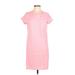 Gap Casual Dress - Shift Crew Neck Short sleeves: Pink Solid Dresses - Women's Size Large
