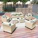 Latitude Run® Omosede 7 Piece Rattan Sofa Seating Group w/ Cushions Synthetic Wicker/All - Weather Wicker/Wicker/Rattan in Brown | Outdoor Furniture | Wayfair