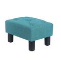 Ebern Designs Glenland Upholstered Ottoman Linen in Green/Blue | 9.3 H x 15.4 W x 11.4 D in | Wayfair 7EAF8CABB40B4B9BB0954E796D4BFA7C