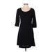 Columbia Casual Dress - A-Line Scoop Neck 3/4 sleeves: Black Print Dresses - Women's Size Small