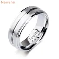 Newshe Fede nuziale da uomo Anelli in carburo di tungsteno Anello con scanalatura di moda 8 mm Gioielli con ciondoli Regalo di anniversario per feste Non tramonterà mai