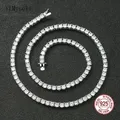 Garanzia al 100% vero argento Sterling 925 41/45/51/56/61CM collana da Tennis 3/4mm zircone catena