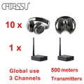 Pacchetto cuffie wireless pieghevoli da discoteca silenziose RF Distanza 500 m per film DJ per riunioni di feste - Confezione da 10 ~ 100 pezzi con 1 trasmettitore