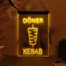 Doner Kebab Restaurant Caf Decoration Bar LED Neon Sign-3D Carving Wall Art per la casa la stanza