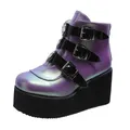 Taglia 42 43 scarpe gotiche fibbia invernale stivali con fibbia donna Punk stivali con plateau