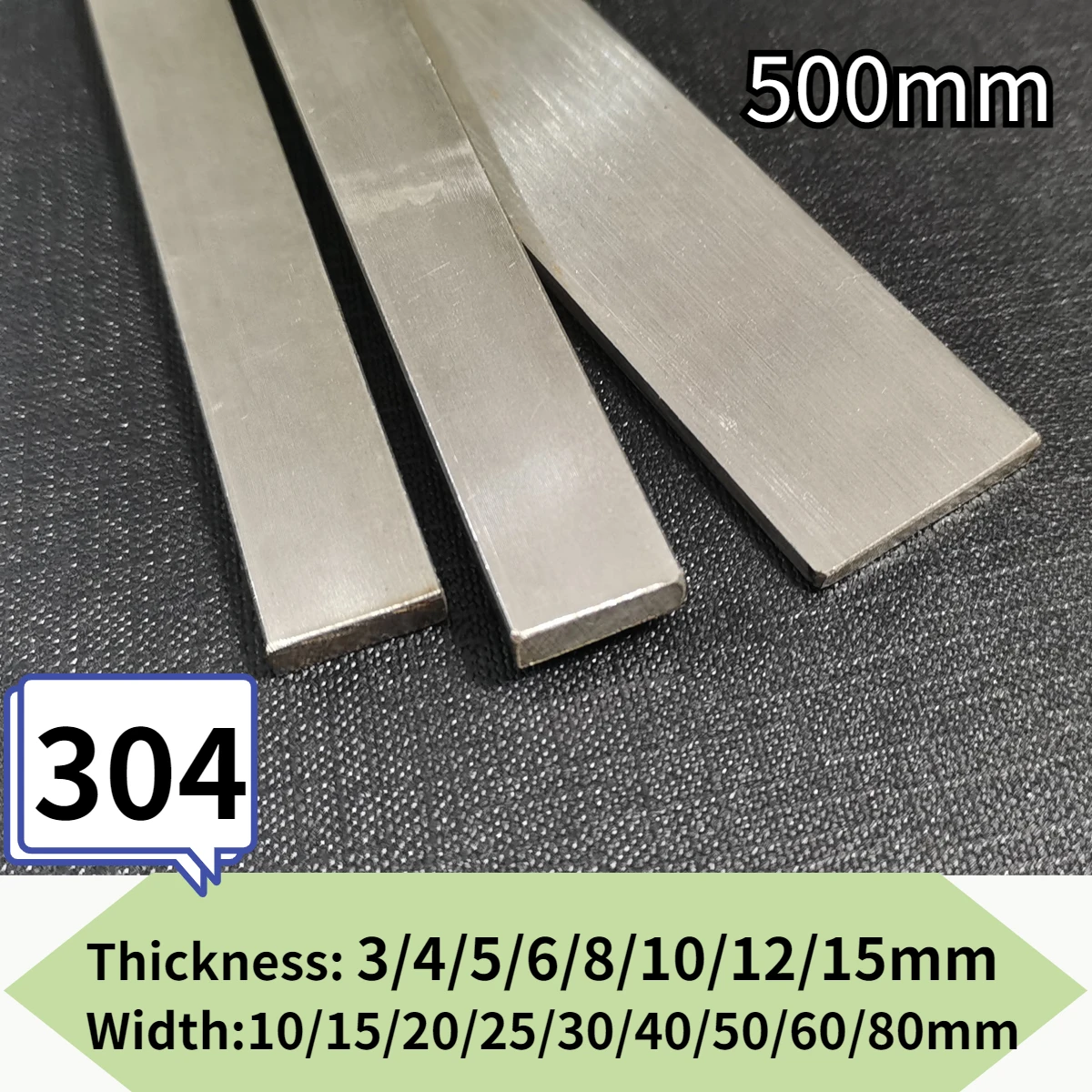 1 pz Lunghezza 500mm Acciaio Inossidabile 304 Barra Piatta Piastra Asta Acciaio Spessore 3/4/5/6/8/10/12/15mm Larghezza 10/15/20/25/30/40/50/60/80mm