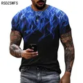 T-Shirt con stampa 3D di personalità estiva modello fiamma per uomo Street bello uomo maniche corte