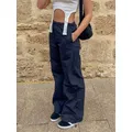 Pantaloni Cargo larghi con coulisse Y2K da donna per l'escursionismo e la corsa-abbigliamento