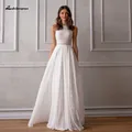 Abiti da sposa lunghi in Chiffon di pizzo semplice per Chic Boho abiti da sposa Boda abiti da festa