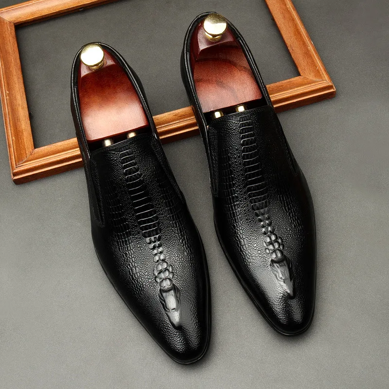 Scarpe oxford da uomo fatte a mano da sposa Scarpe eleganti da uomo brogue in vera pelle nera kaki Slip On Scarpe formali da lavoro per uomo