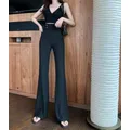 Pantaloni donna abbigliamento Sexy vita alta pantaloni donna bottoni Flare nero classico originale