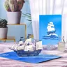 Biglietto di auguri Pop-Up per barche a vela 3D per bambini biglietti di auguri per navi papà festa