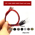 20 pz 12 V 0805 1206 0603 Micro SMD Lampada A Led Modello di Treno Modello FAI DA TE Che Fa HO N OO Bilancia Micro Litz Chip Cablato