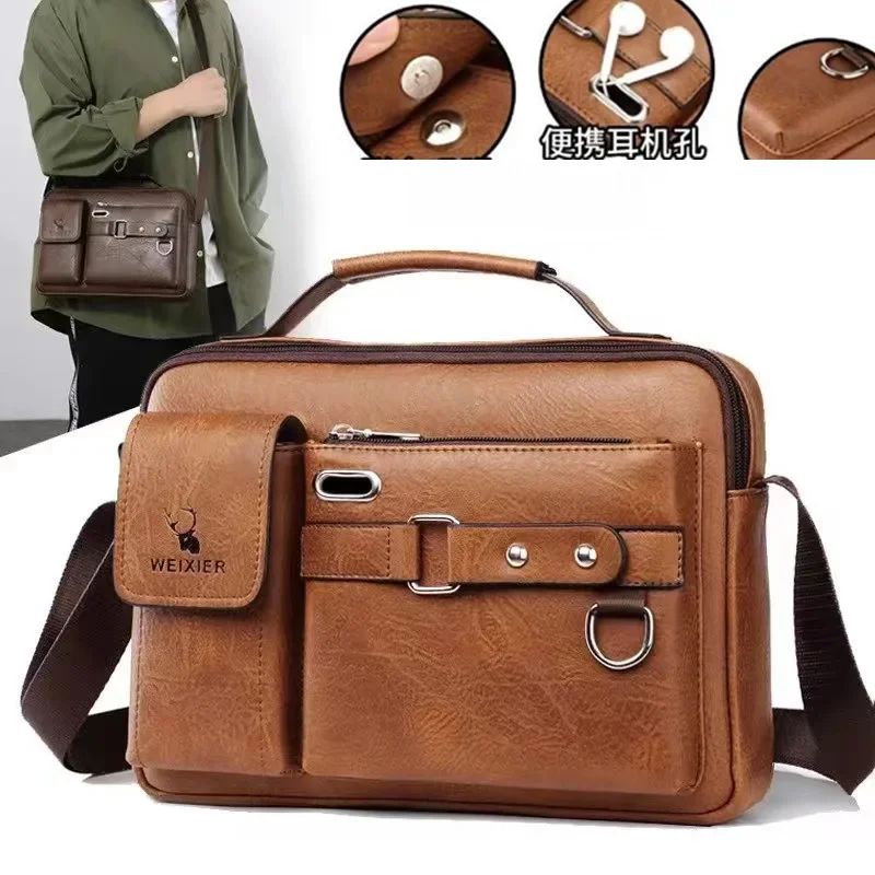 WEIXIER Borsa a tracolla da uomo Borse a tracolla da uomo Borsa in pelle PU Capacità Borse a tracolla da uomo Borsa tote con manico superiore per bolsos maschili