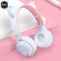 Cuffie luminose pieghevoli Wireless Bluetooth 5.0 cuffie con orecchio di gatto carino con microfono Stereo musica Sport auricolare supporto TF Card