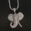 Hip Hop Cubic Zirconia Pave Bling Iced Out elefante ciondolo collana animale uomo donna Hip Hop Cool