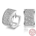 Moda 925 timbro Sterling donne orecchini di lusso 3 file strass gioielli in argento per donna uomo