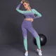 2 pezzi Seamless Yoga Set donna abbigliamento da palestra manica lunga Crop Top allenamento