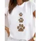 Manica corta da donna Leopard Paw Cat Dog Love Cute Print T moda abbigliamento donna Graphic Tee