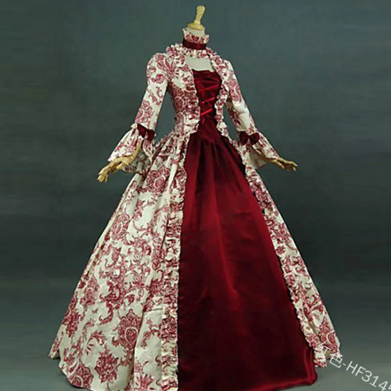 Abito da donna Cosplay Maria Antonietta Abito medievale con maniche svasate Abito formale da festa vittoriano Abito floreale gotico rinascimentale Taglie forti