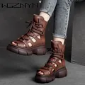 Scarpe retrò con Zip in vera pelle PU sandali da donna 2022 nuovi stivaletti estivi fatti a mano con