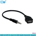 15cm USB 2.0 OTG a Jack 3.5 AUX adattatore convertitore Audio maschio a femmina cavi Aux per auto