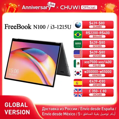 CHUWI FreeBook Laptop Tablet PC 13.5 pollici FHD Touch Screen Windows 11 Intel N100/i3-1215U Quad