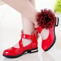 Scarpe per bambini ragazze tacco alto principessa scarpe a fiori moda scarpe per bambini in pelle