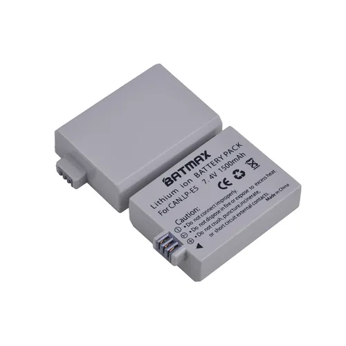 Batteria Batmax 1500mAh LP-E5 LPE5 LP E5 per Canon EOS Rebel XS, Rebel T1i, Rebel XSi, 1000D, 500D, 450D, L10