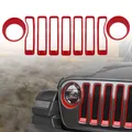 Per 2018-2022 Jeep Wrangler JL Mesh Grille Grill Insert + faro Turn Light Cover Trim JL JLU per Jeep Gladiator JT (rosso)
