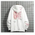 Farfalla Cherry Blossom ricamo felpe felpe Harajuku Streetwear giacche nere uomo/donna pullover