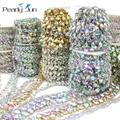 1/5 Yard Shiny AB Large Crystal Drop Glass strass Trim Crystal Metal Chain abito da sposa scarpe