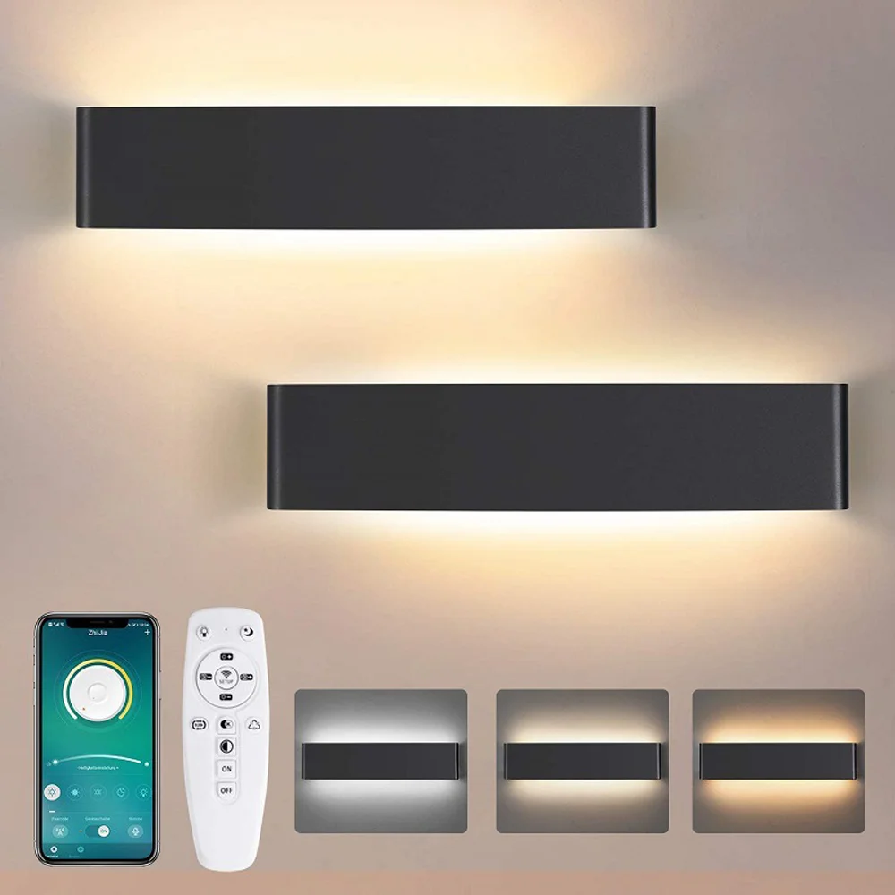Lampada da parete a LED Sconce Light 2.4G Bluetooth Lampada da parete dimmerabile con telecomando AC170-245V Lampada da parete per interni camera da letto soggiorno