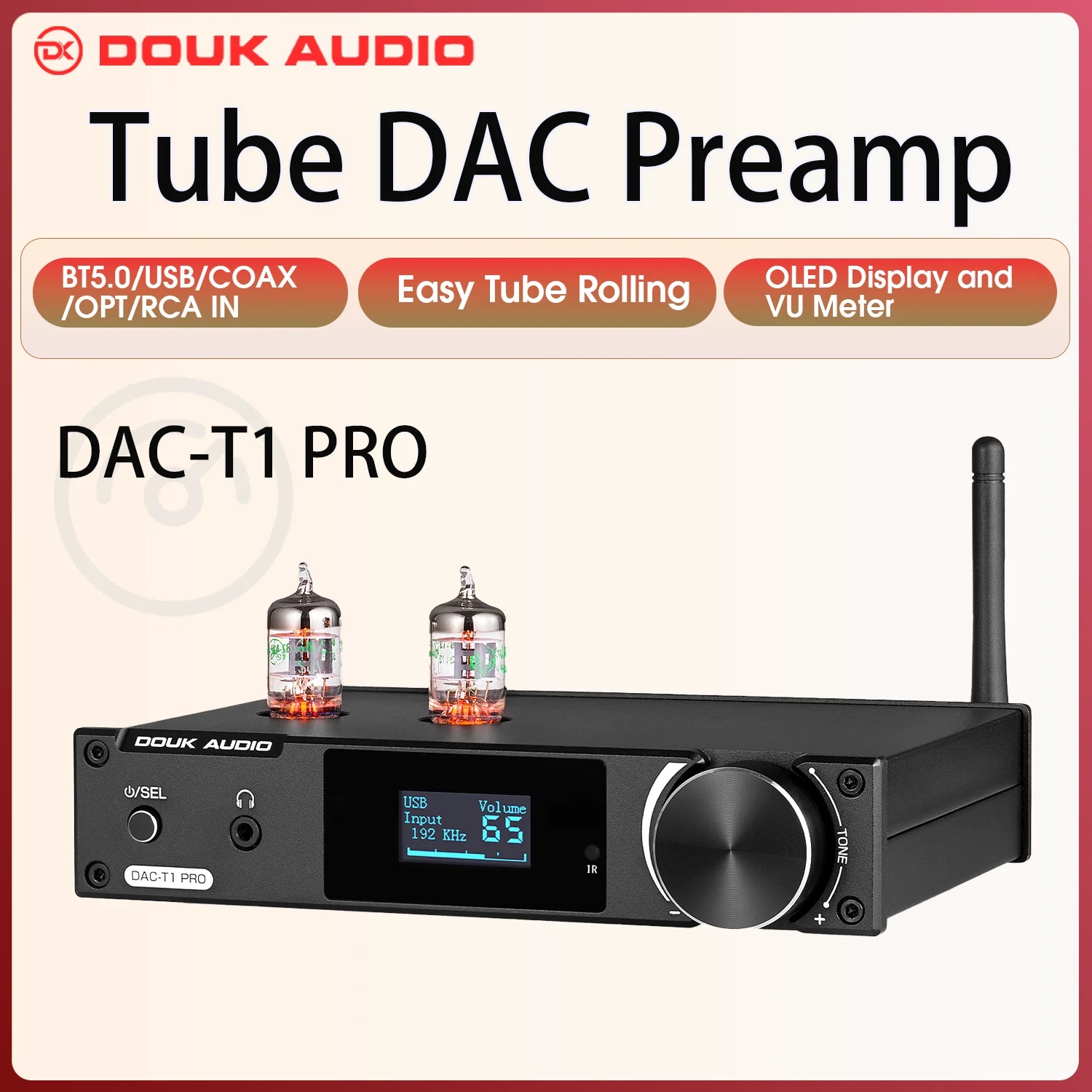 Douk Audio HiFi Bluetooth 5.0 Valvola Tubo Preamplificatore COAX/OPT Convertitore digitale-analogico USB DAC Altoparlante Ricevitore Amplificatore per cuffie