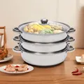 3 Tier Steamer Steamer with Glass Lid Mini Steamer Cooking Pot Stainless Steel Ideal For Small