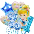 Cinderella Balloons Set Girls Happy Birthday Party Decoration 32‘’ Number 1-9Years Cinderella Latex