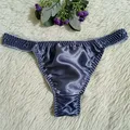 Thongs Men Silk Satin Underwear Man Bulge Pouch G-string Soft Smooth Panties Comfortable Underpants