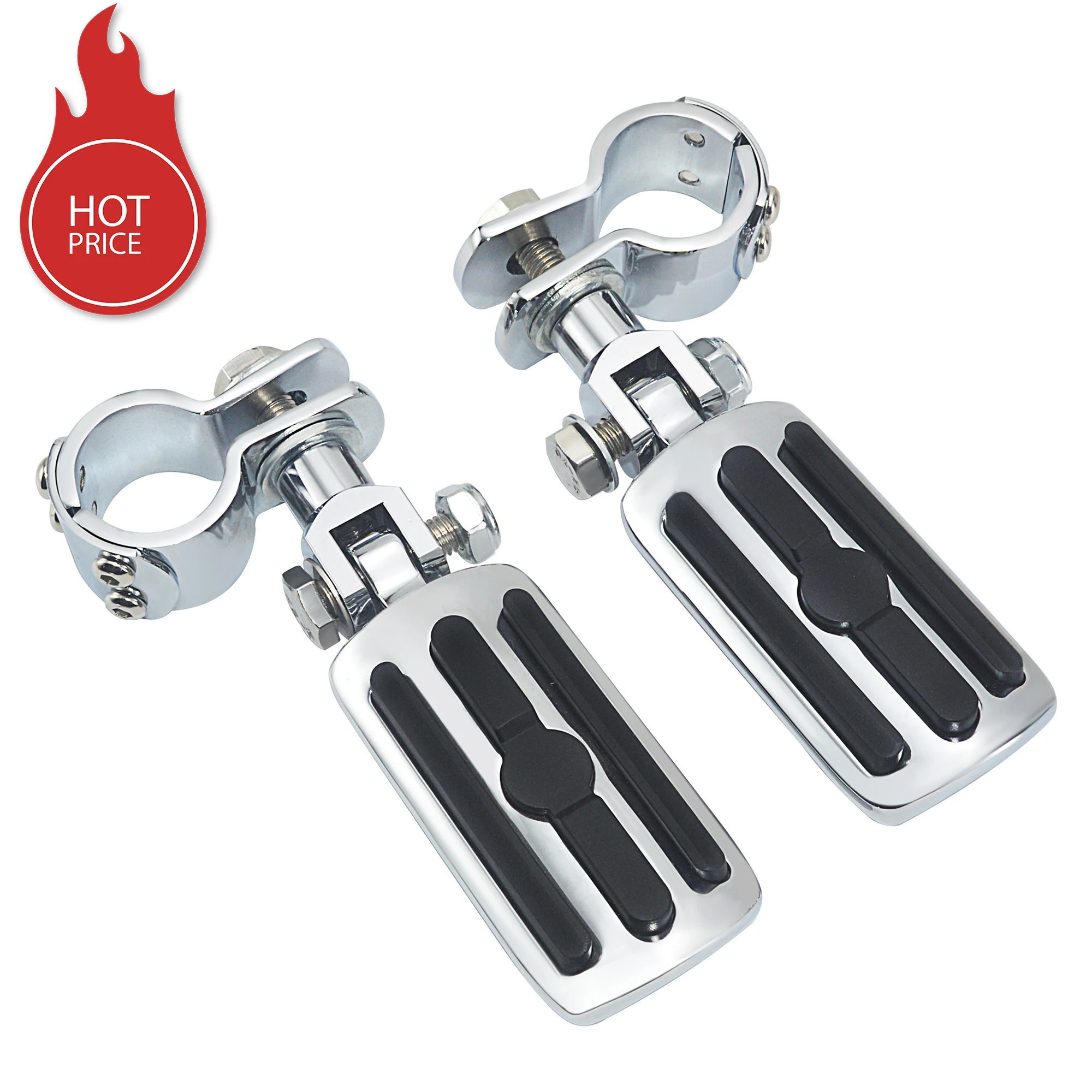 Moto Highway Morsetto Pedane Chrome Poggiapiedi Pedale Pedane Montaggio Per Harley Electra Road King Street Glide 1-1/4 "Bars