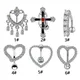Love Tassel Cross Zircon Navel Ring Stainless Steel Inverted Dangle Navel Piercing Ring Heart Belly
