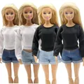 1/6 Doll Clothes Long-sleeved Sweater Pants Denim Grid Daily Wear Accessories Dress Up for Barbie