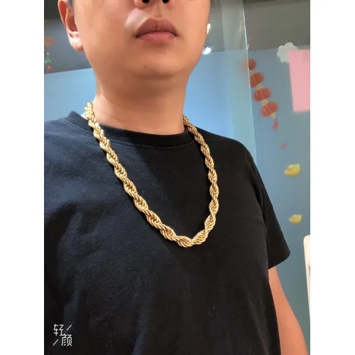 Adixyn Jewelry Gold Color Plated 12mm Wideth 60cm & 70cm Length Big Rope Necklace For Men Women Guaantee Hiphop Chain