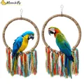 Pet Bird Parrot Toy Cotton Rope Circle Toys Chewing Bite Parrot Perch Hanging Rope Ring Stand Climb