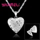 Hollow Out 925 Sterling Silver Chains Necklace Heart Shape Open Case Photo Frame Pendants Necklaces