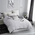 Duvet Cover White Plaid Bed Cover for Kids Adults Single Double Bed Bedroom Use (No Pillowcase)
