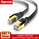 AMPCOM Network Cable RJ45 Cat7 Lan Cable STP RJ 45 Flat Ethernet Cable Patch Cord for Desktop