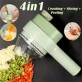 Electric Vegetable Slicer 4 in 1 Handheld USB Rechargeable Portable Food Processor Garlic Chili